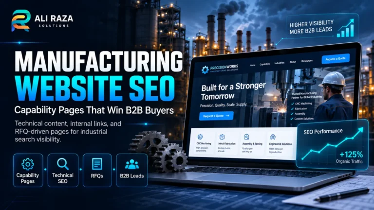 Manufacturing website SEO guide for capability pages, technical content and B2B RFQs